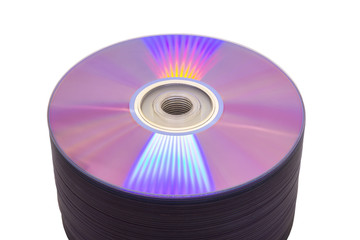 Fototapeta premium Stack of DVD on white background