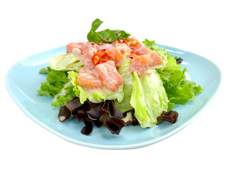 salmon salad in dish