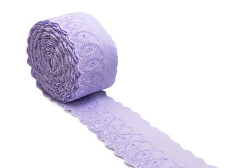 Lace narrow lilac on white background