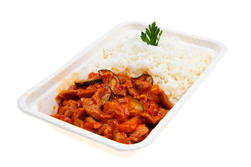 Pork in sweet and sour sauce.