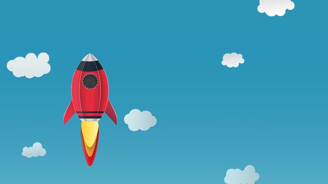 Rocket launch paper art style , start up business concept and exploration idea. vector illustration.