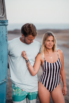 Young couple on beach