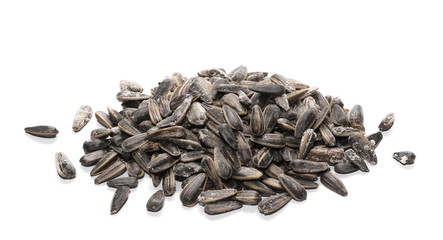 pile of sunflower with salt seeds isolated on white background