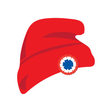 Phrygian cap also known as red liberty hat with red white and blue cockade.