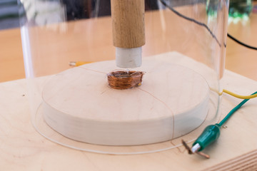 Handmade electromagnetic seismograph for educational activities with children and students....