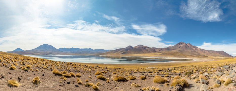 Panoramic view of Miscanti Lagoon - Atacama Desert, Chile