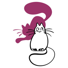 Purple cat and white cat