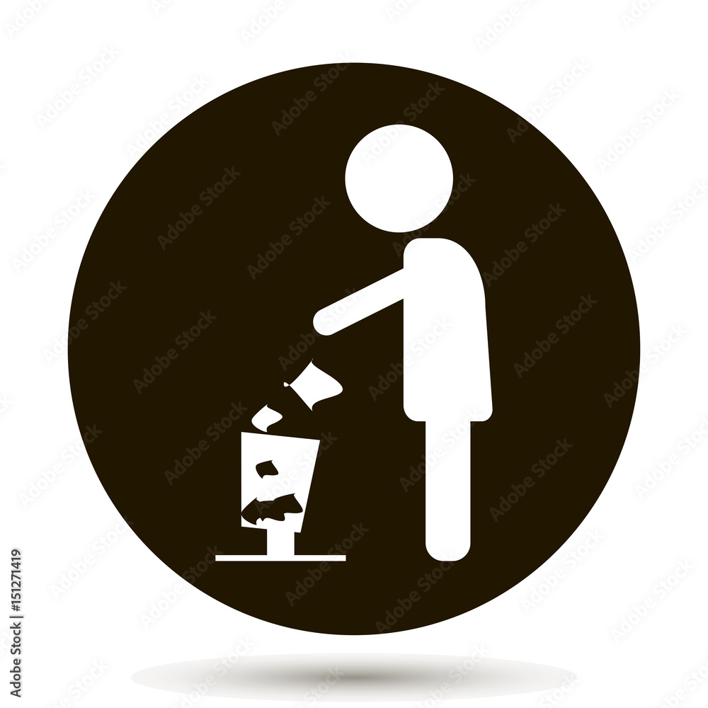 Poster man throwing garbage in a basket