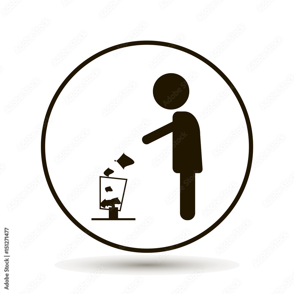 Poster man throwing garbage in a basket