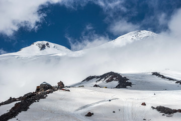 Fototapeta na wymiar Refuge of the 11 on the Mount Elbrus, the highest peak of Europe. Caucasus, Russian Federation.
