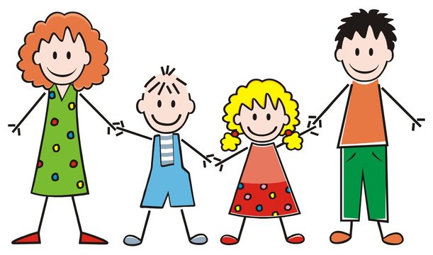 family, parents and boy and girl, vector icon