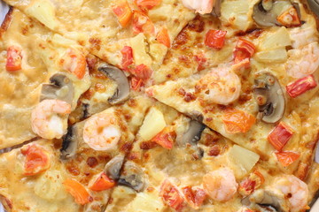 Background of shrimp pizza