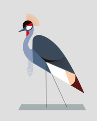 Image of a crowned crane in a geometric style