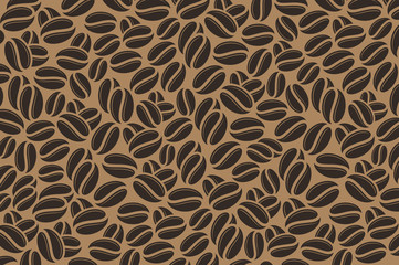 Coffee. Abstract coffee beans on brown background 