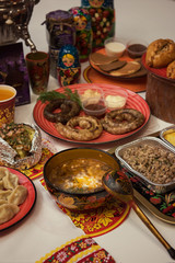 Russian table with food