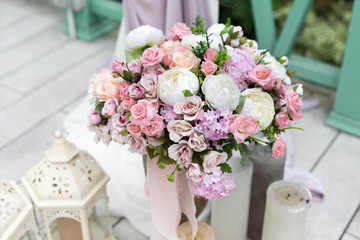 Wedding reception flower decorations, rustic style