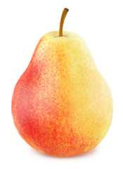 Ripe pear with stem isolated
