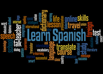 Learn Spanish, word cloud concept 3