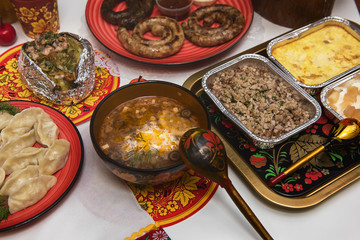 Russian table with food
