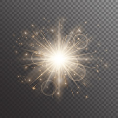 Explosion background with brilliant light. Twinkle vector on a transparent backdrop.
