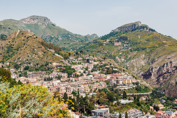 Fototapeta premium Elevated view of Taormina, Sicily, Italy