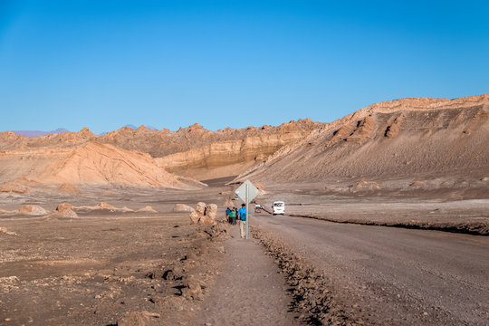 Road and path in Moon and Death Valley - Atacama Desert, Chile