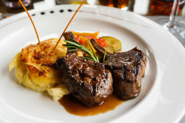 A dish of lamb steak.