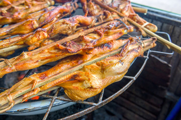 Grilled chicken on the grill