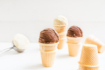 Ice Cream Scoops in Waffle Cup Cones