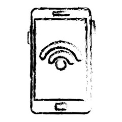 smartphone with wifi signal device isolated icon vector illustration design