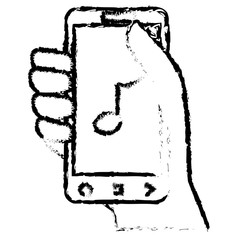 hand human with smartphone device isolated icon vector illustration design