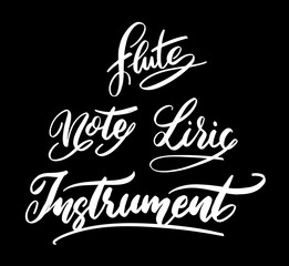 Instrument and flute hand written typography. Good use for logotype, symbol, cover label, product, brand, poster title or any graphic design you want. Easy to use or change color
 