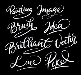Brilliant painting hand written typography. Good use for logotype, symbol, cover label, product, brand, poster title or any graphic design you want. Easy to use or change color
 
