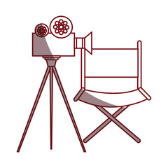 video camera cinema with director chair vector illustration design