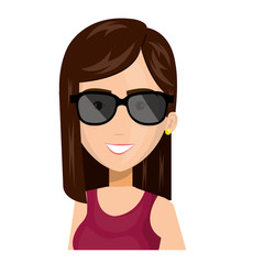 beautiful and young woman with sunglasses vector illustration design
