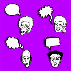 four comic faces