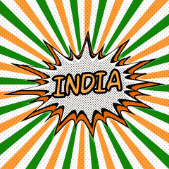 Banner flag India style pop art vector rays