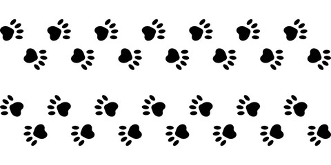 footprints paws dog cat right and left, vector trail animal