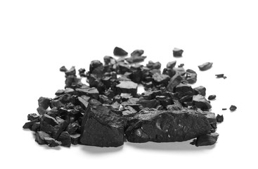 pile black coal isolated on white background