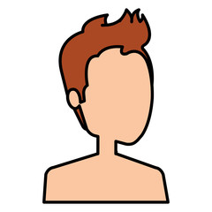 young man shirtless avatar character vector illustration design