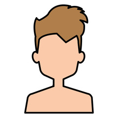 young man shirtless avatar character vector illustration design