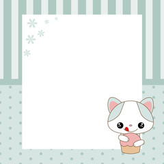Greeting card with cartoon cat.