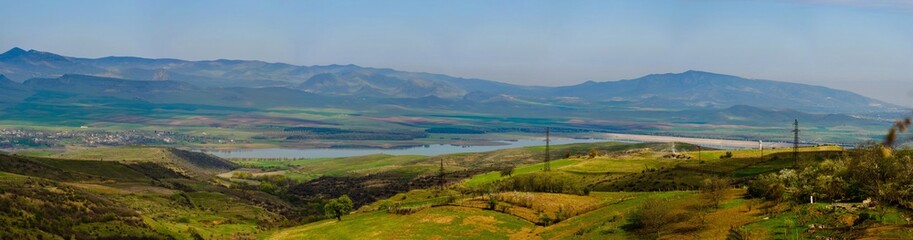Fototapeta na wymiar Amazing view Aghstev reservoir, Armenia-Azerbaijan state border, panorama