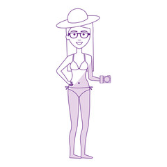 Woman in swimsuit character vector illustration design