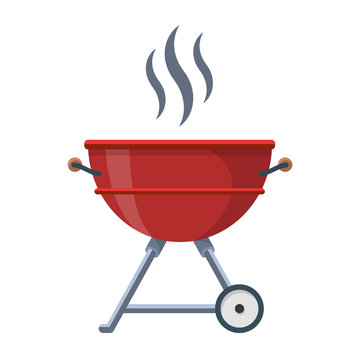 red barbecue grill with smoke clip art preview