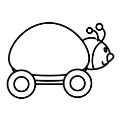 ladybug with wheels icon vector illustration design