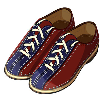 Vector illustration of a bowling classic blue red shoes for design, print  and web Stock Vector | Adobe Stock