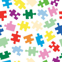 mission impossible/ Seamless vector background with color puzzle elements on white background