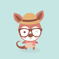 Cute stylized cartoon kangaroo illustration.