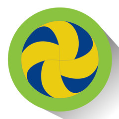 Isolated volleyball ball on a colored button, Vector illustration